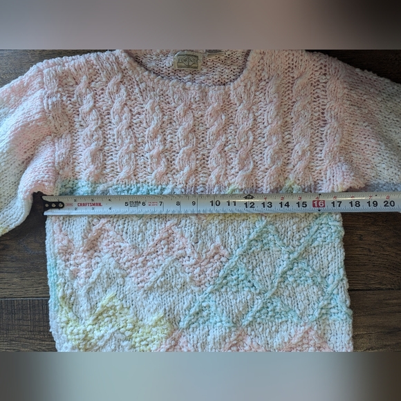 Forindi Women's 100% Acrylic Soft Pastel Rainbow Thick Striped Sweater Sz Small - Picture 7 of 14